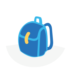 Blue school bag with yellow clasp