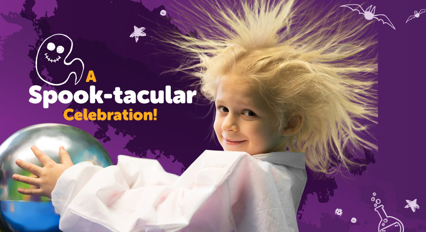 Girl using a Van de Graaff generator.